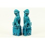 Chinese Foo Dogs Blue Porcelain Set/2 Handmade D10xH27cm