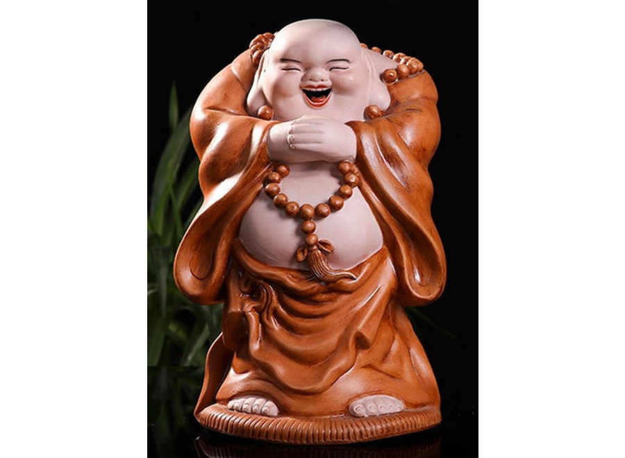 Bouddha Chinois Porcelaine Peinte à La Main L16xP14xH27cm