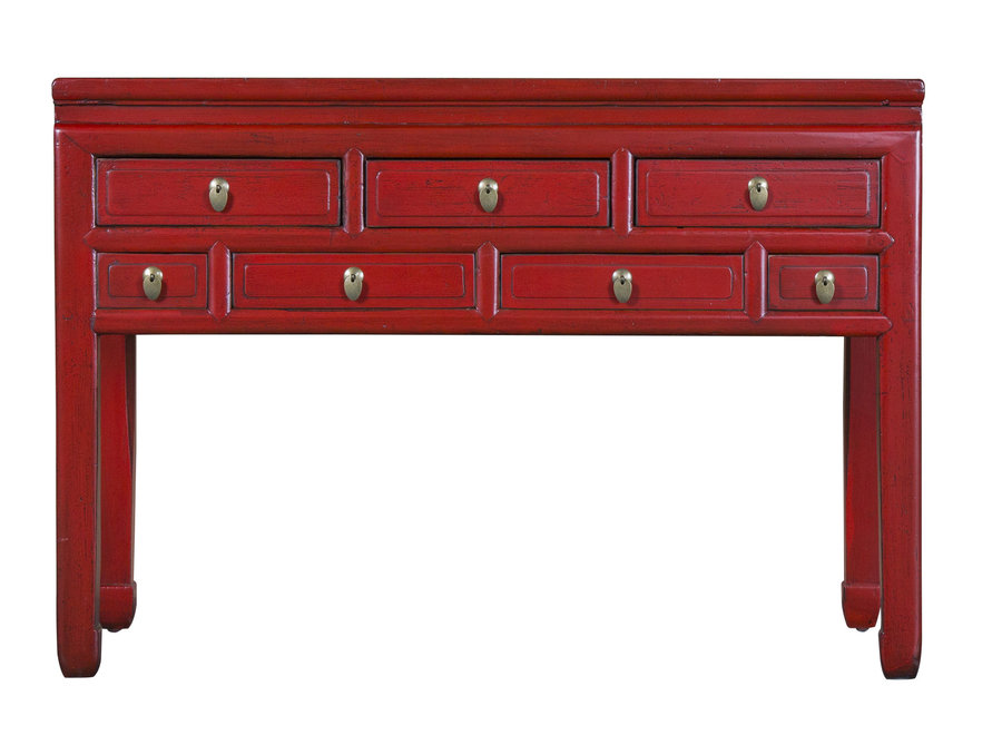 Console Chinoise Ancienne Royal Rouge L121xP45xH88cm