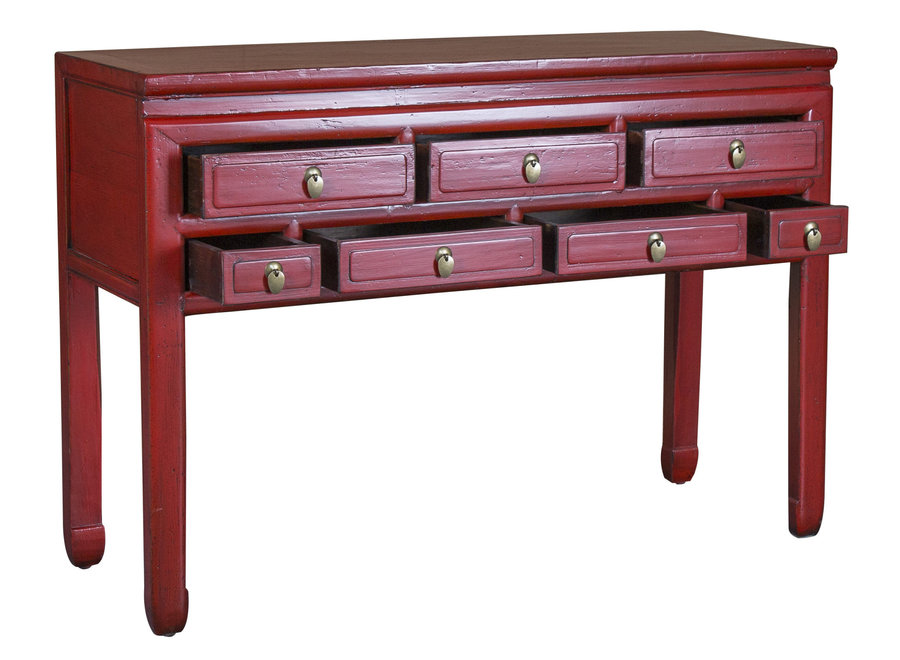 Console Chinoise Ancienne Royal Rouge L121xP45xH78cm