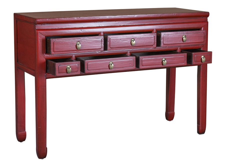 Console Chinoise Ancienne Royal Rouge L121xP45xH88cm