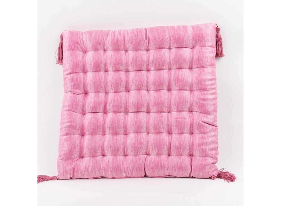 Chinese Seat Cushion Silk Pink