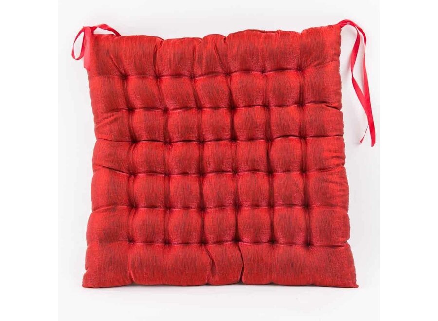 Chinese Seat Cushion Silk Red