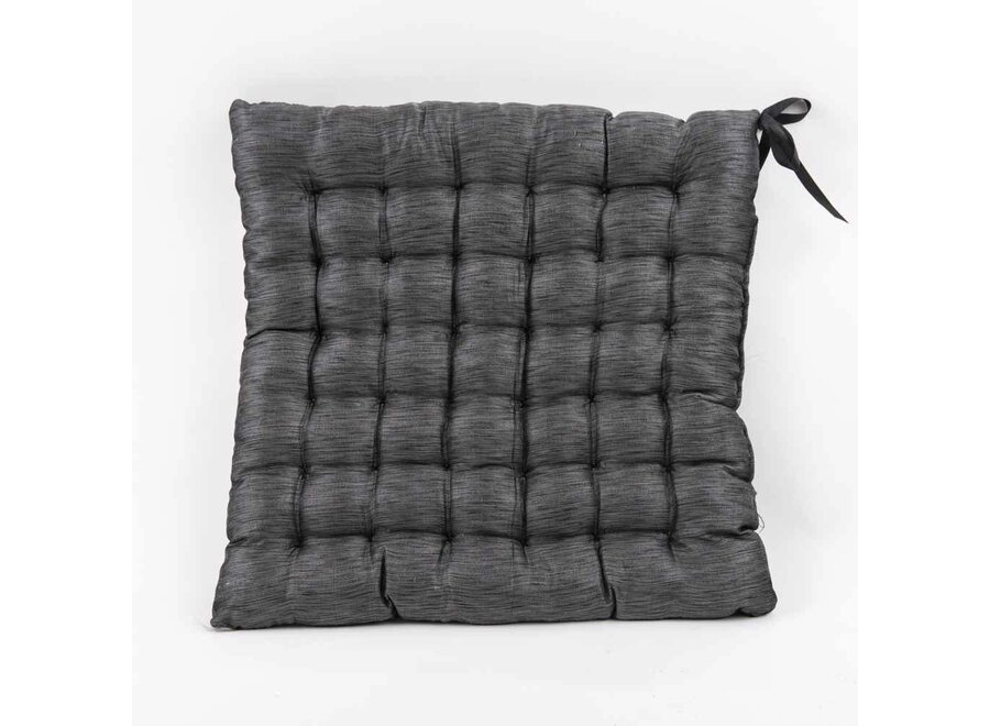 Chinese Seat Cushion Silk Black