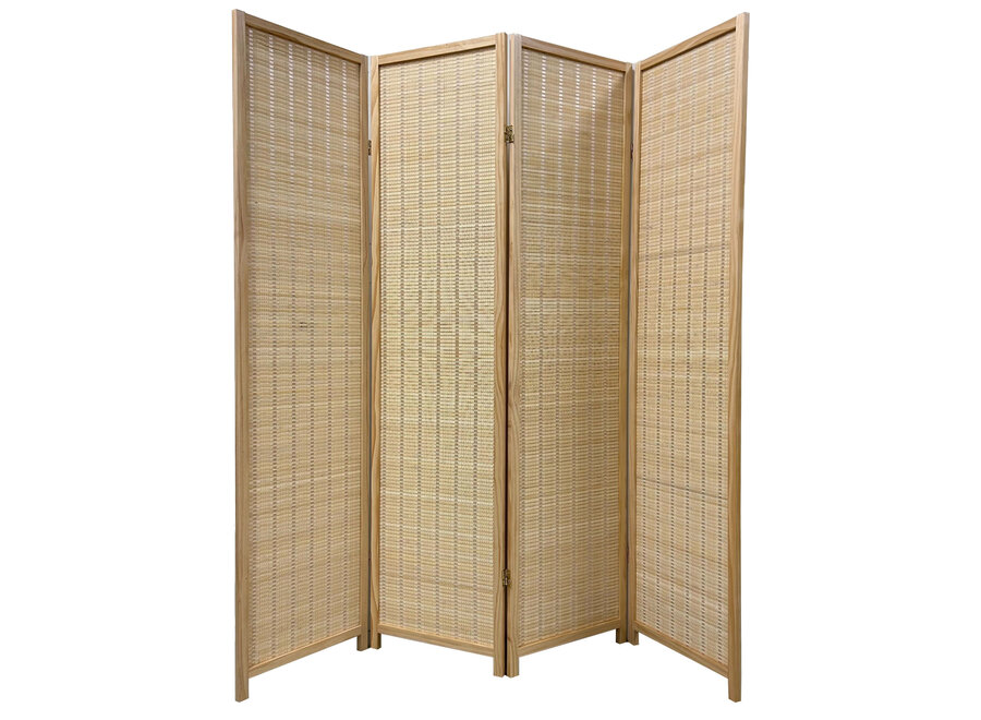 Bamboo Room Divider Natural 4 Panel W160xH180cm