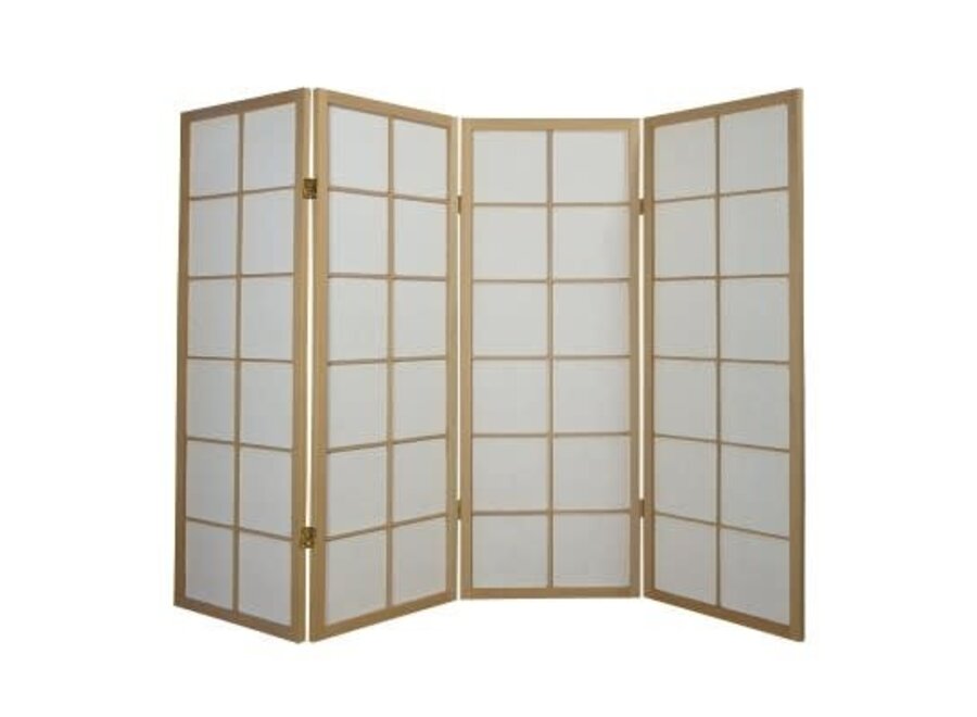 Japanese Room Divider L180cmxH130cm Shoji Rice Paper Natural 4 Panel