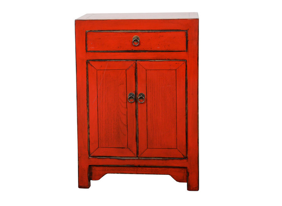 Chinesischer Nachttisch Nachtschrank Rot Hochglanz B42xT32xH60cm