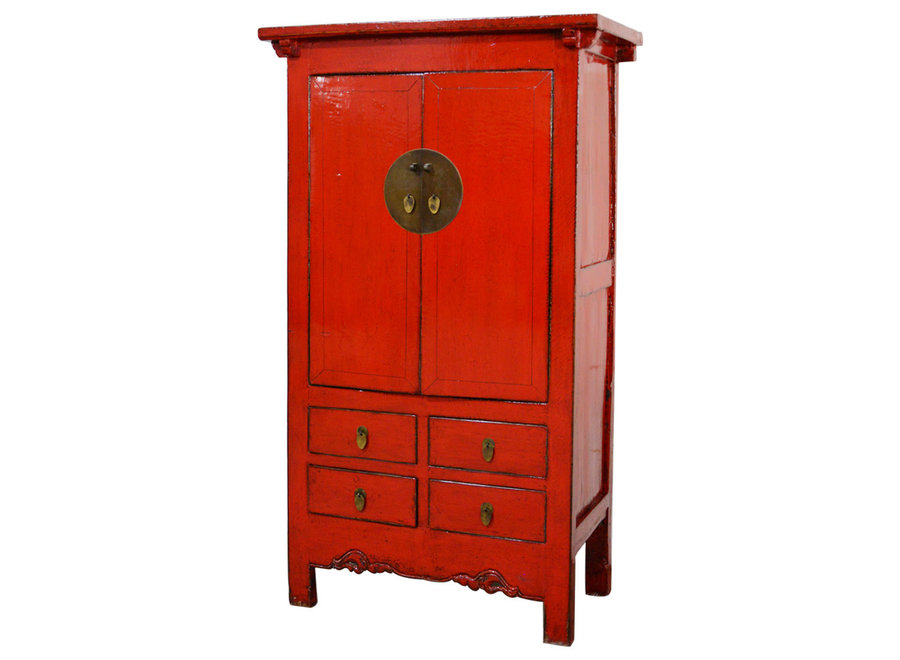 Antique Chinese Wedding Cabinet Red High Gloss W107xD60xH180cm