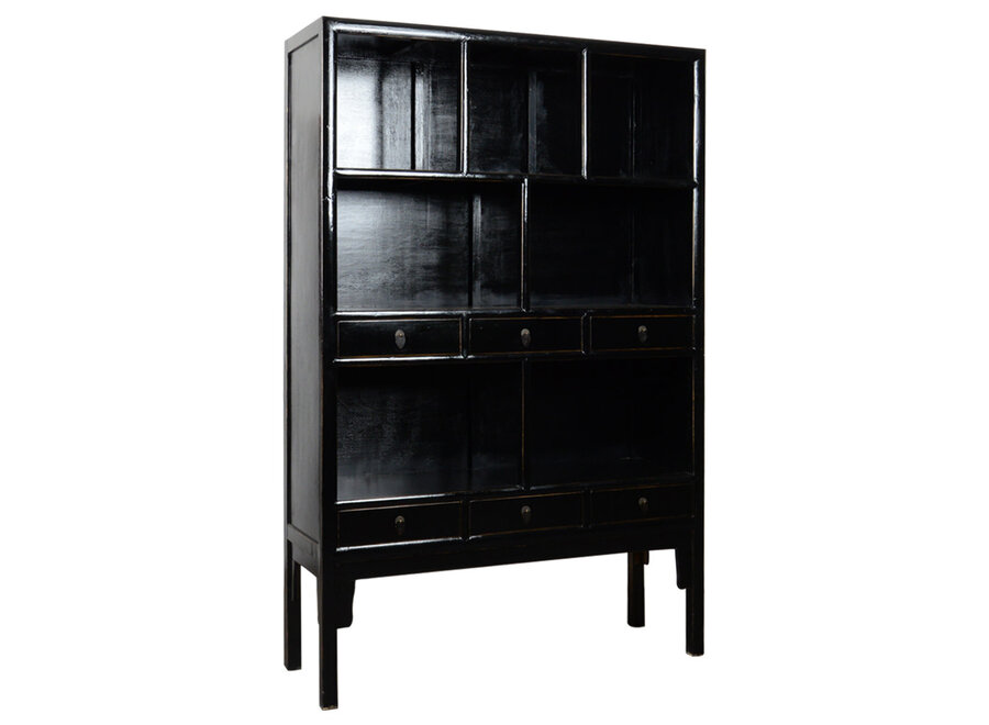 Chinese Display Bookcase Cabinet Black High Gloss W138xD46xH215cm