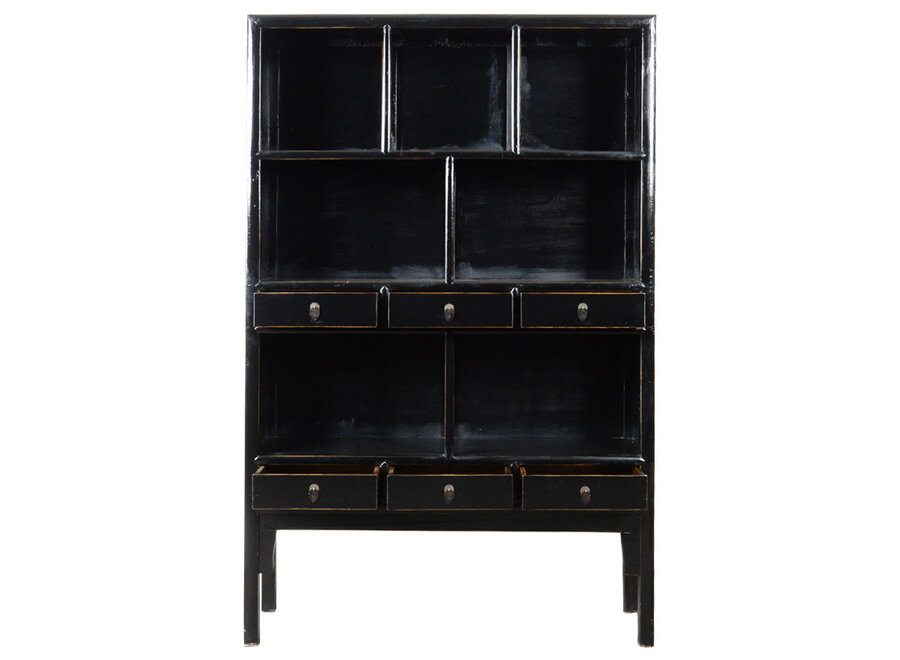 Chinese Display Bookcase Cabinet Black High Gloss W138xD46xH215cm