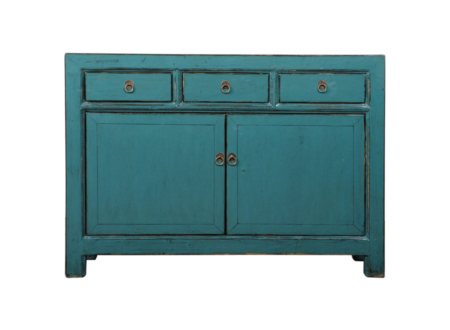 Antikes Chinesisches Sideboard Blau Hochglanz B128xT40xH91cm