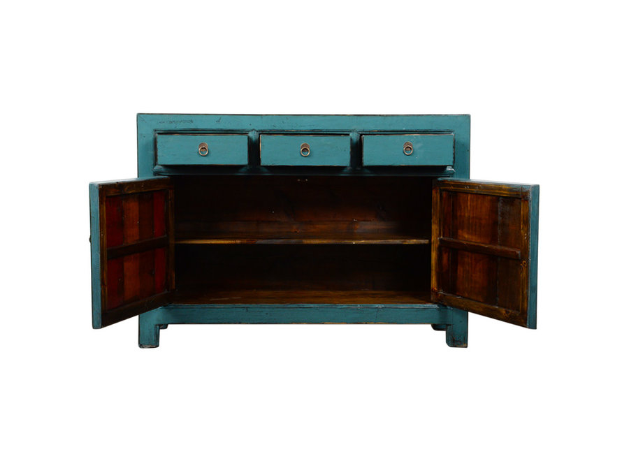 Credenza Cinese Antica Blu Lucida L128xP40xA91cm