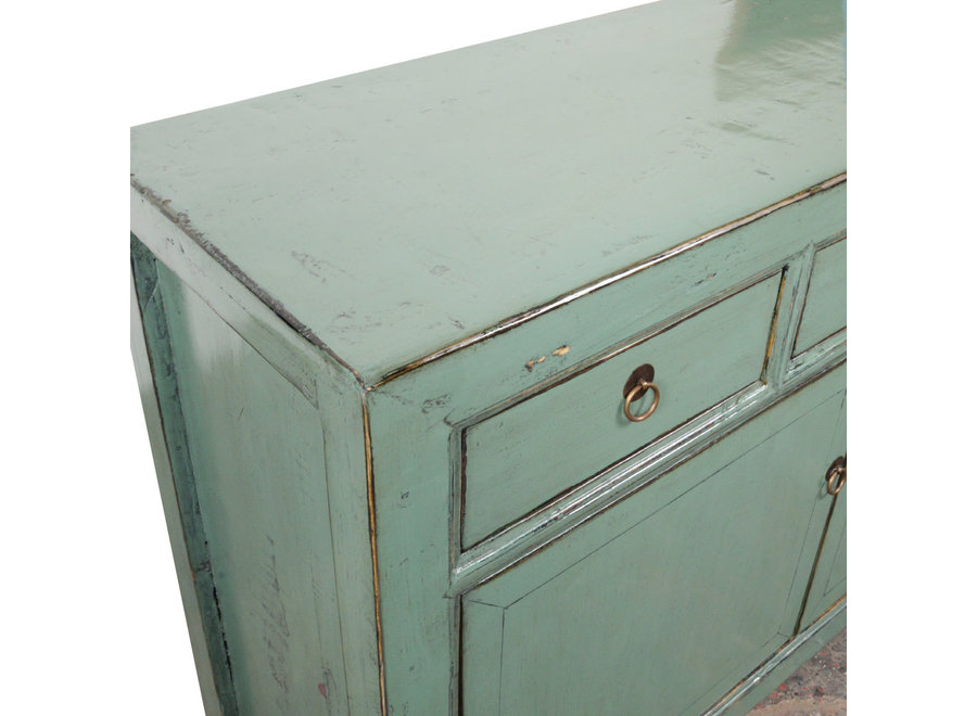 Buffet Chinois Ancien Menthe Haute Brillance L128xP40xH91cm