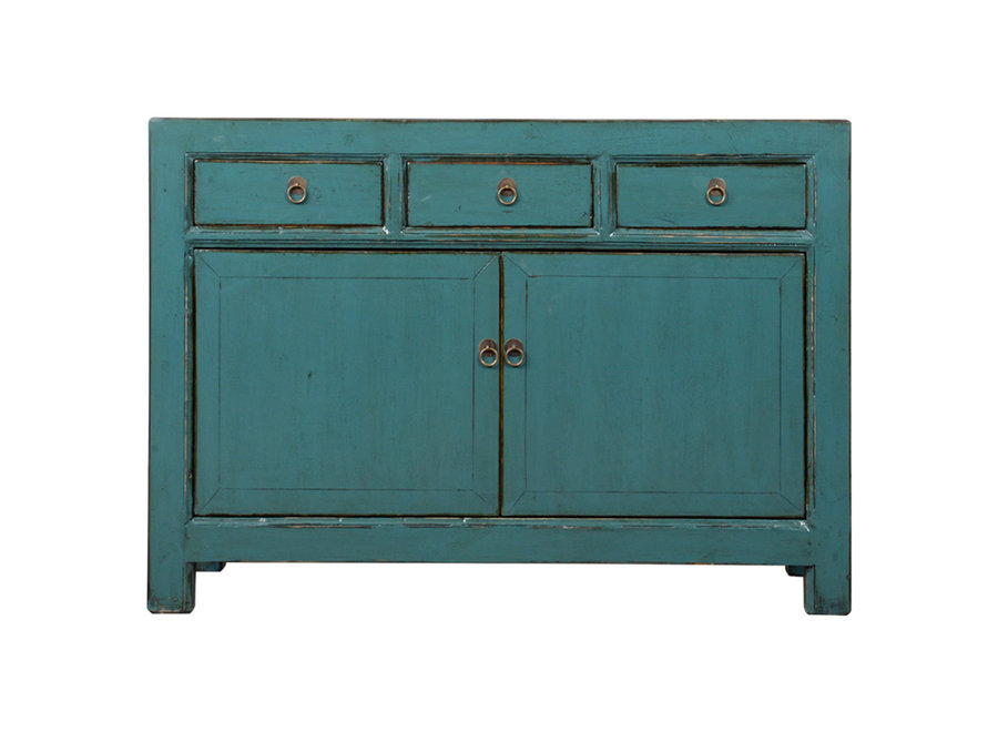 Antikes Chinesisches Sideboard Blau Grün Hochglanz B128xT40xH92cm