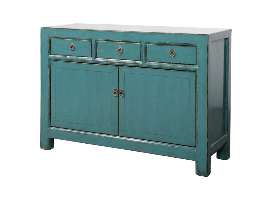 Antique Chinese Sideboard Teal High Gloss W128xD40xH92cm