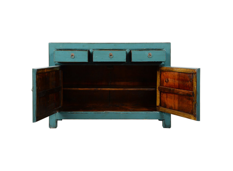 Credenza Cinese Antica Blu Lucida L128xP40xA92cm