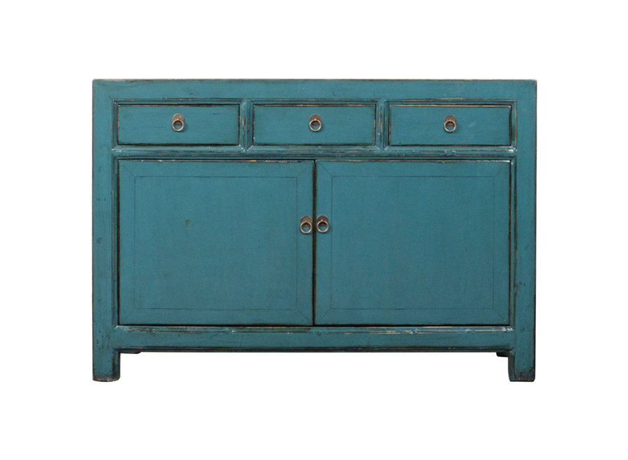 Buffet Chinois Ancien Turquoise Haute Brillance L128xP40xH89cm