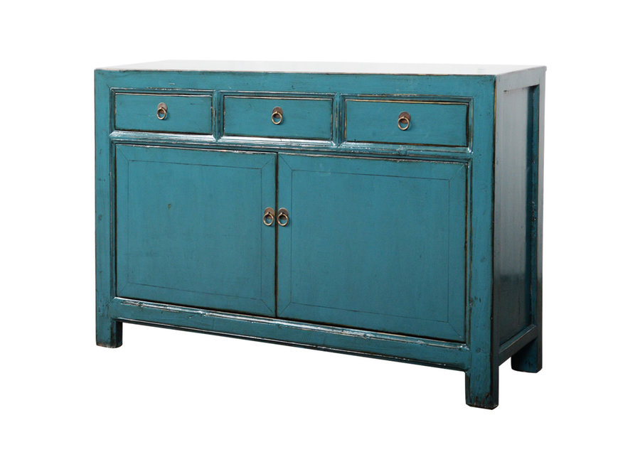 Antique Chinese Sideboard Teal High Gloss W128xD40xH89cm