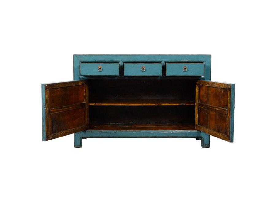 Credenza Cinese Antica Blu Lucida L128xP40xA89cm