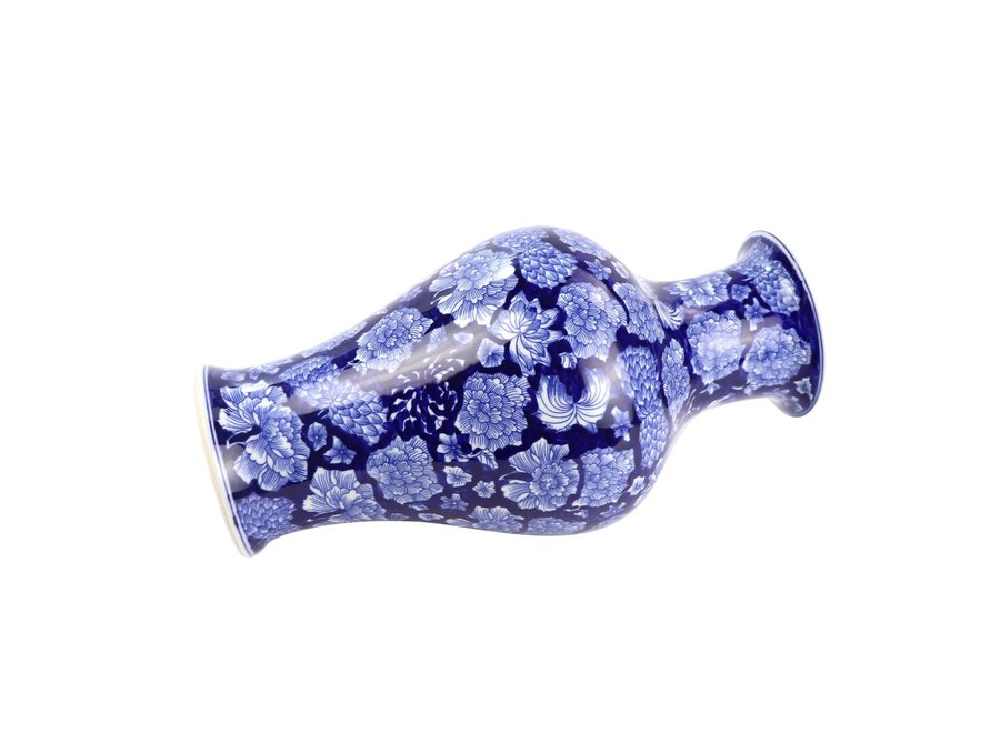 Chinesische Vase Porzellan Pfingstrose Marineblau D19xH36cm
