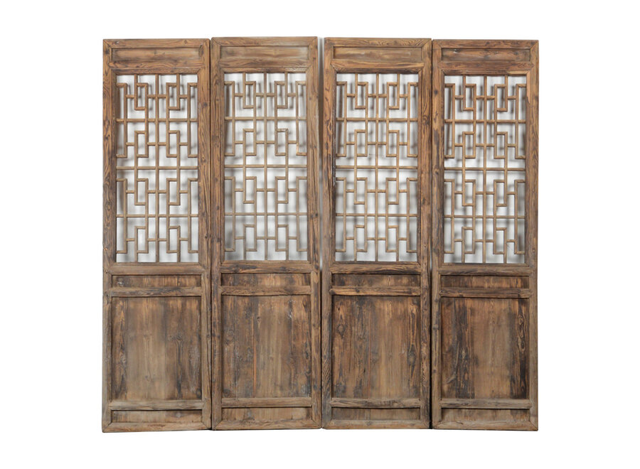 Antique Chinese Wooden Room Divider Panels Set/4 Handcarved W260xD7xH244cm