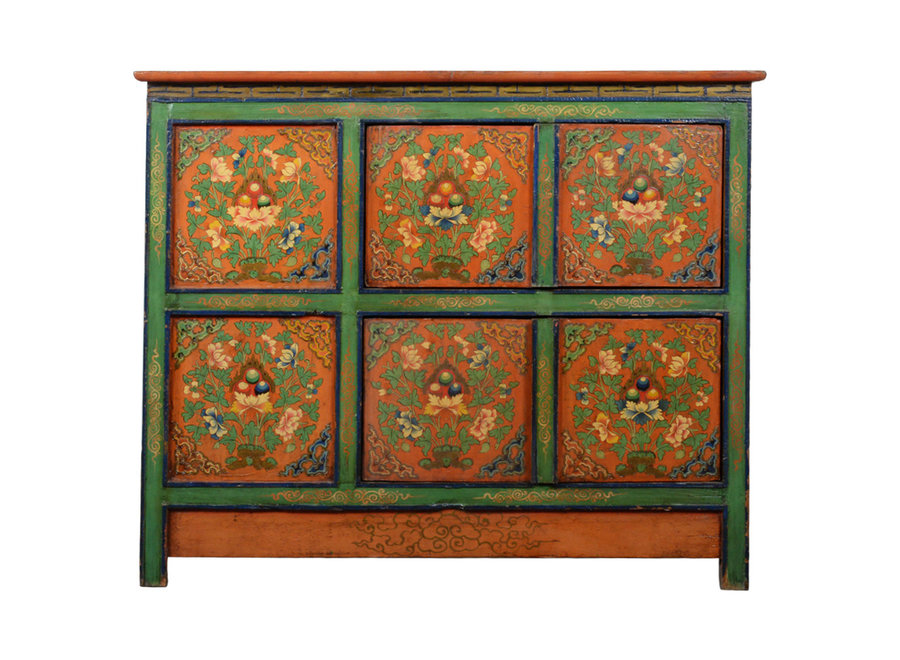 Antique Tibetan Cabinet Handcarved W120xD40xH100cm