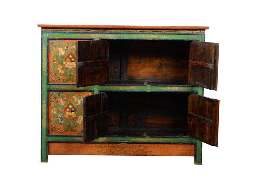 Antique Tibetan Cabinet Handcarved W120xD40xH100cm