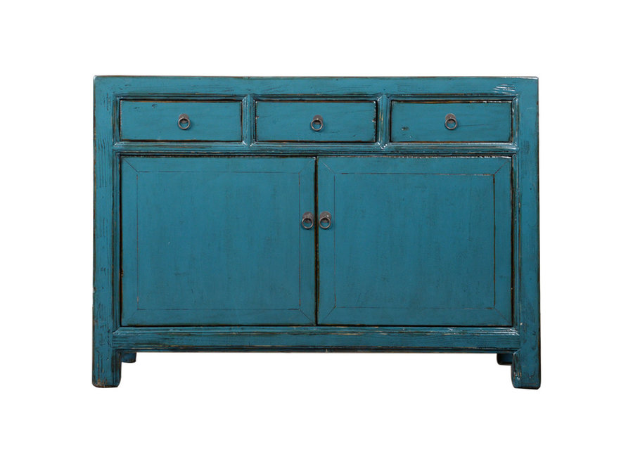 Buffet Chinois Ancien Bleu Haute Brillance L103xP40xH90cm