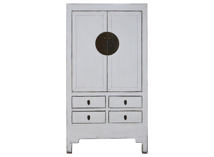 Antique Chinese Wedding Cabinet White High Gloss W102xD50xH189cm