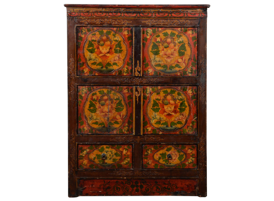 Antique Tibetan Cabinet Handpainted W75xD38xH100cm