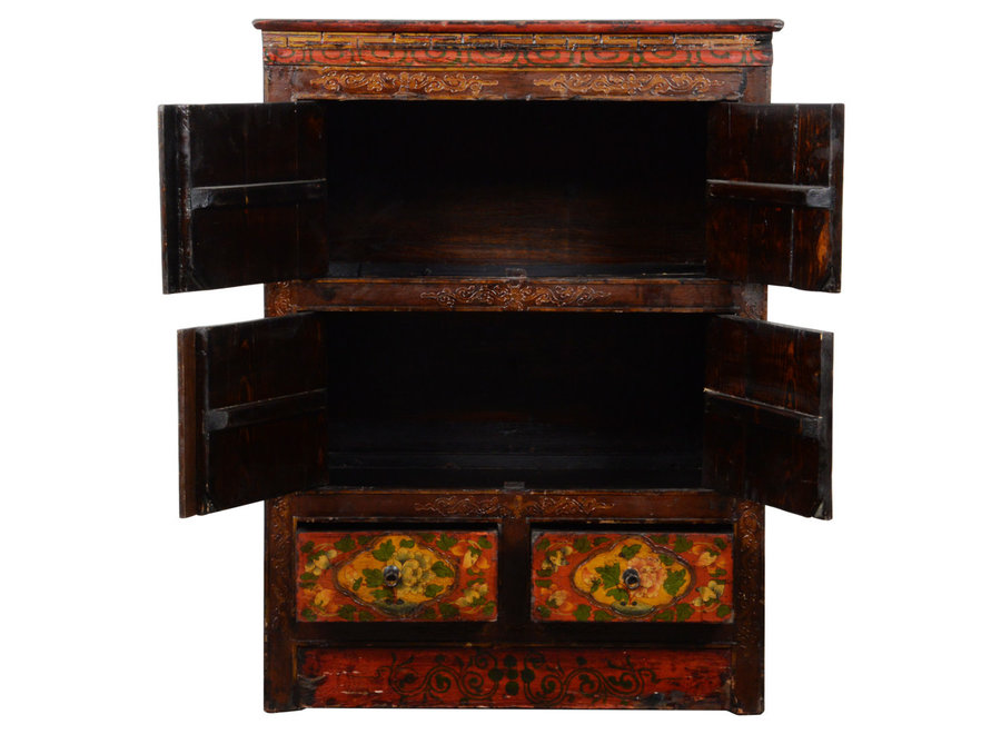 Antique Tibetan Cabinet Handpainted W75xD38xH100cm