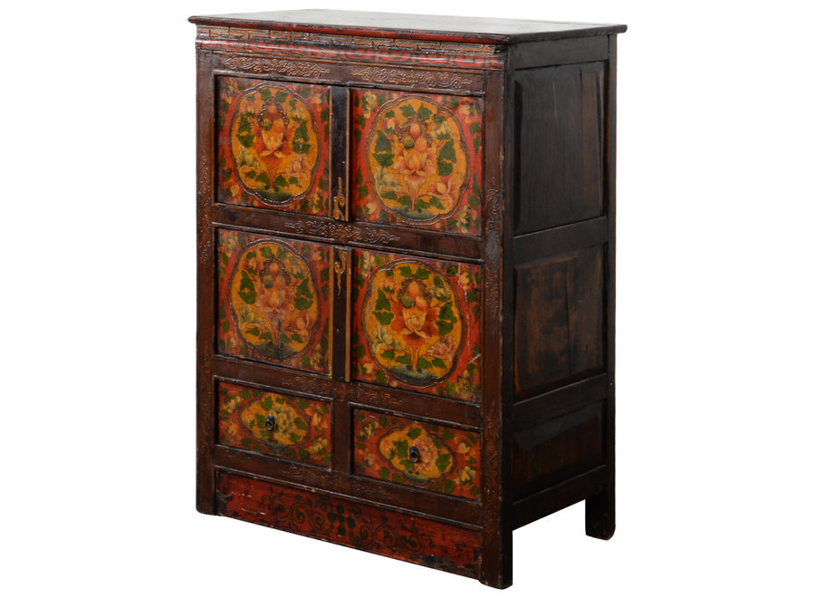 Antique Tibetan Cabinet Handpainted W75xD38xH100cm