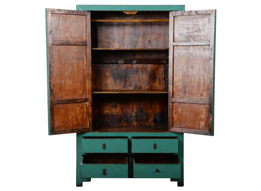 Antique Chinese Wedding Cabinet Teal High Gloss W113xD49xH191cm