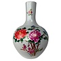 Chinese Vase White Flowers Peonies Handmade D41xH57cm