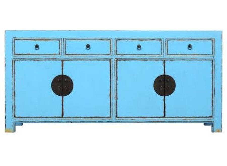 Aparador Chino Azul Cielo Pintado a Mano - Orientique Colección An140xP35xAl85cm