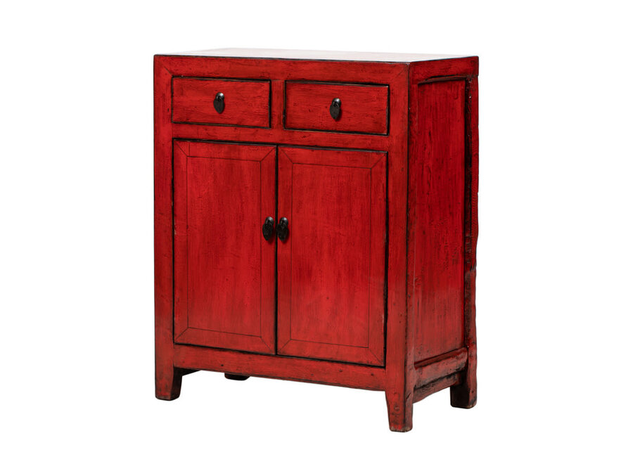 Armoire Chinoise Ancienne Rouge Haute Brillance L76xP40xH97cm