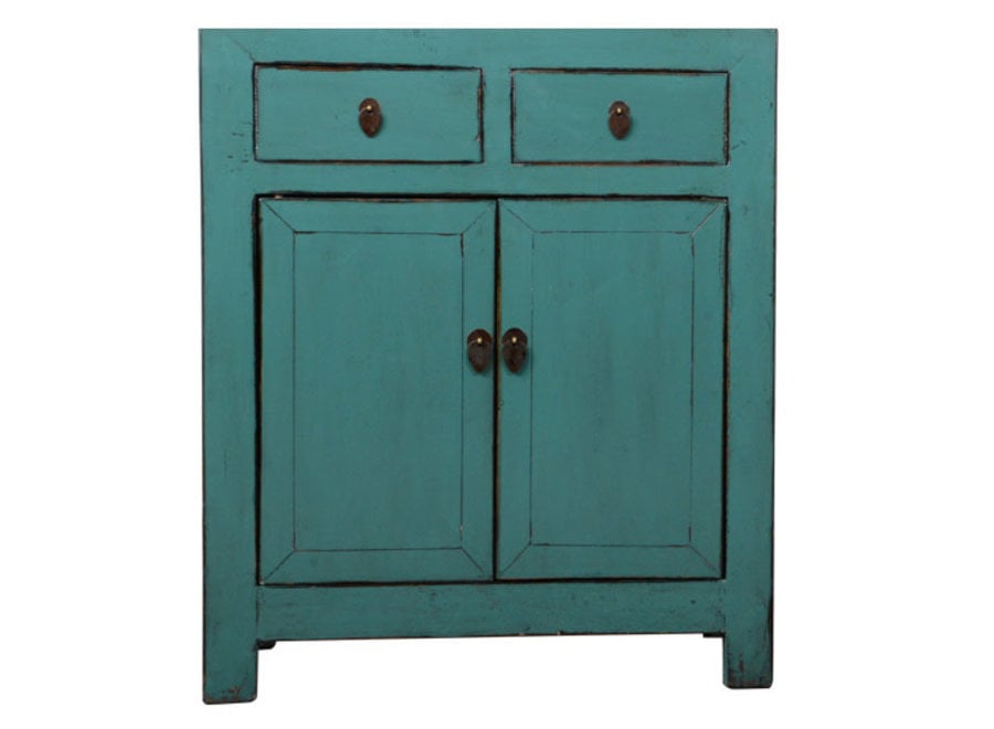 Antique Chinese Cabinet Teal High Gloss W77xD38xH90cm