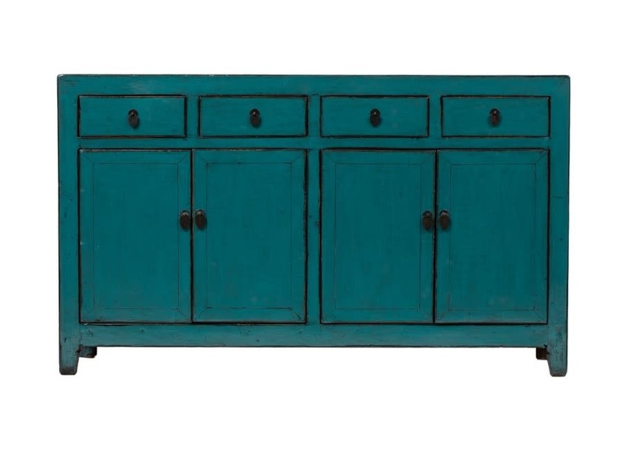 Antique Chinese Sideboard Teal High Gloss W150xD39xH90cm