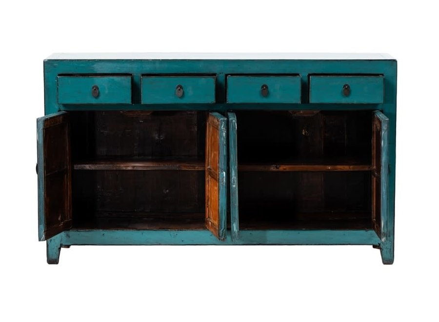 Antique Chinese Sideboard Teal High Gloss W150xD39xH90cm
