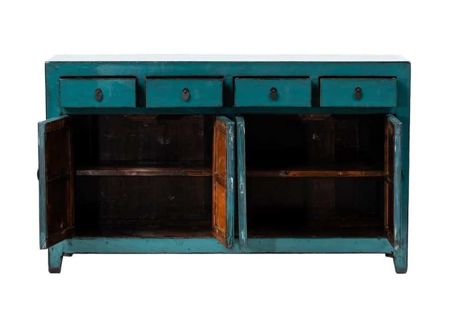 Buffet Chinois Ancien Turquoise Haute Brillance L150xP39xH90cm