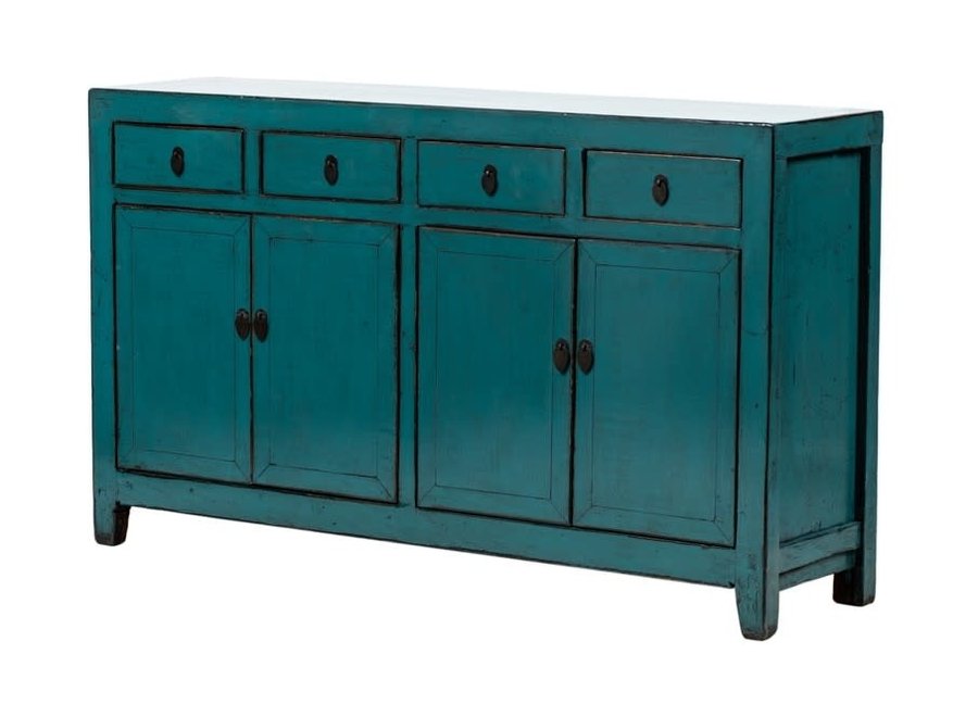 Antique Chinese Sideboard Teal High Gloss W150xD39xH90cm