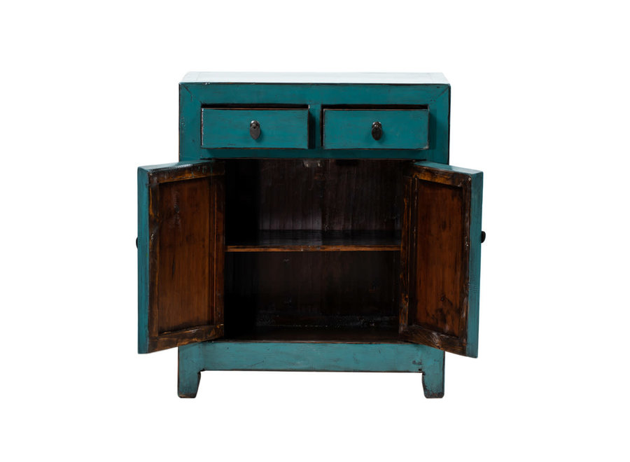 Antique Chinese Cabinet Teal High Gloss W75xD39xH92cm
