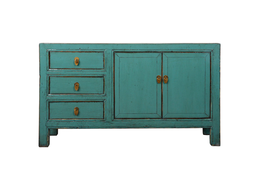 Antikes Chinesisches Sideboard Blau Grün Hochglanz B150xT40xH88cm