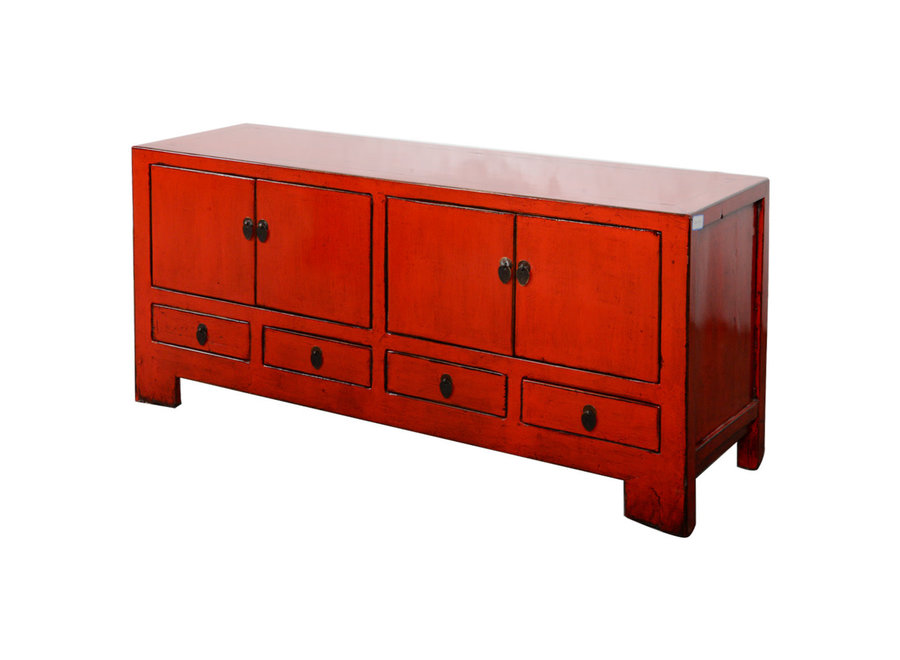 Antique Chinese TV Cabinet Red High Gloss W137xD39xH63cm