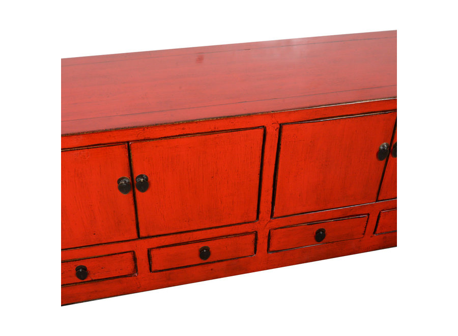 Antique Chinese TV Cabinet Red High Gloss W137xD39xH63cm