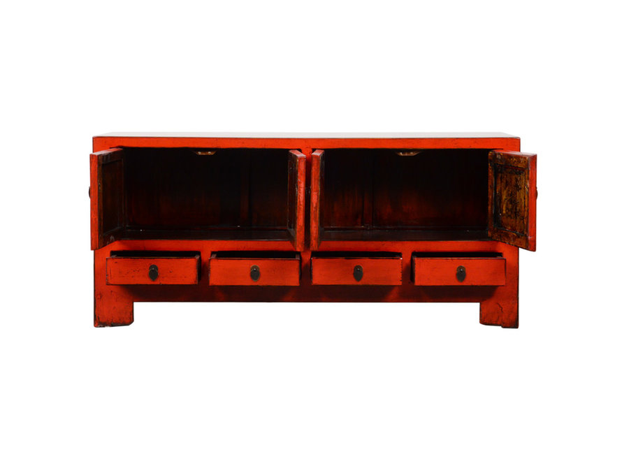 Antique Chinese TV Cabinet Red High Gloss W137xD39xH63cm