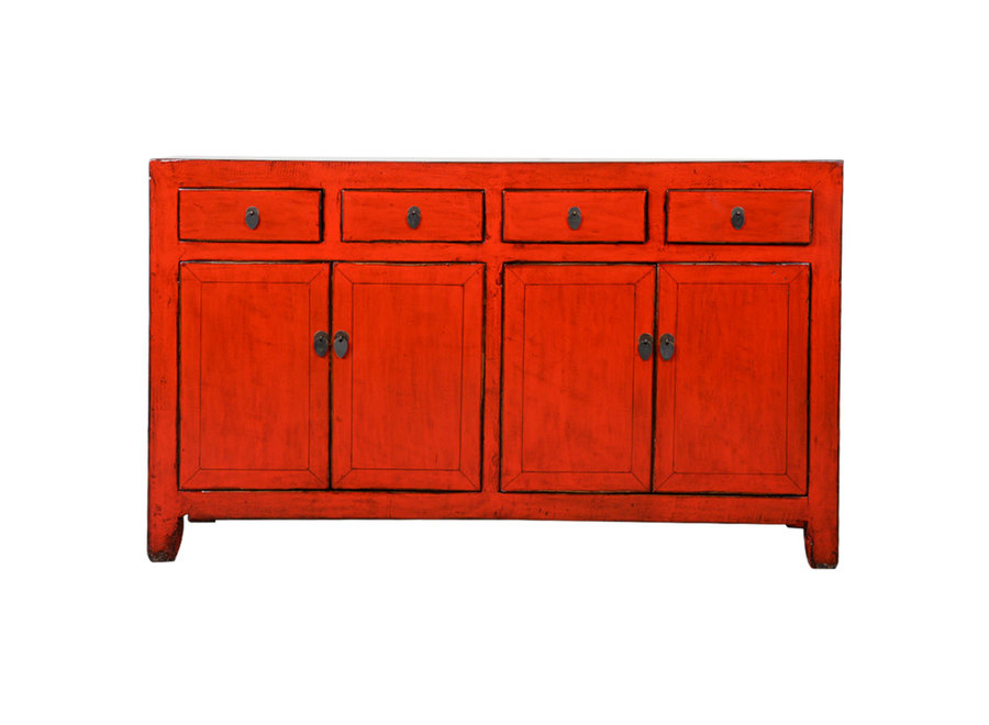 Aparador Chino Antiguo Rojo Alto Brillo A154xP40xAlt94cm