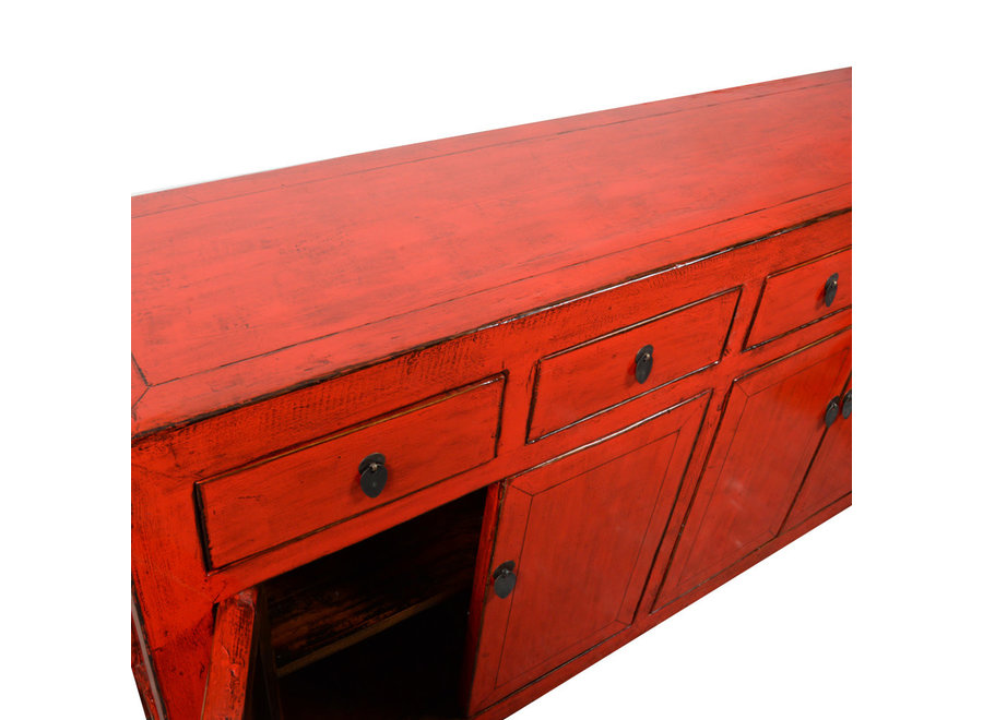 Credenza Cinese Antica Rossa Lucida L154xP40xA94cm