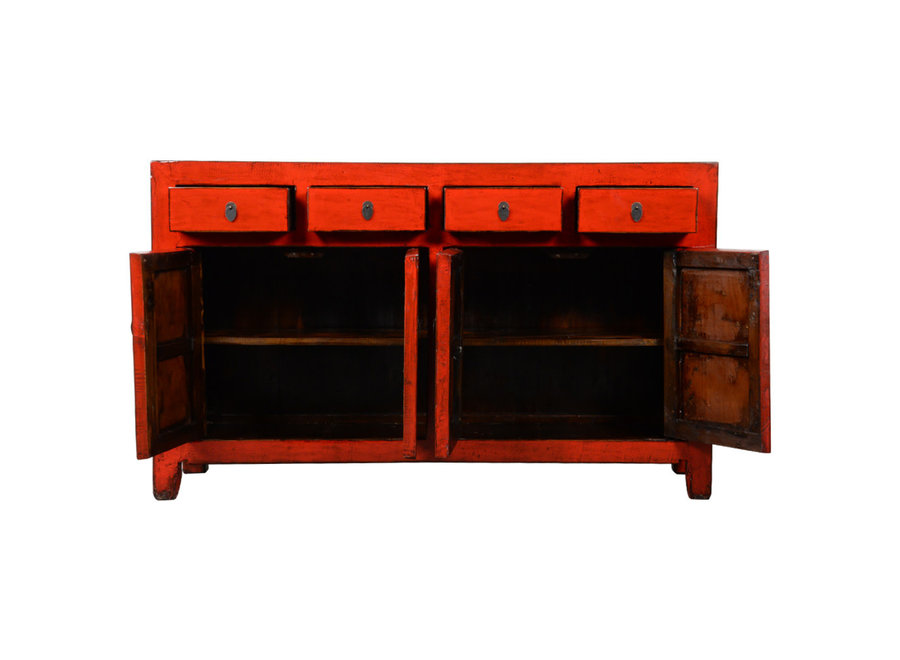 Credenza Cinese Antica Rossa Lucida L154xP40xA94cm