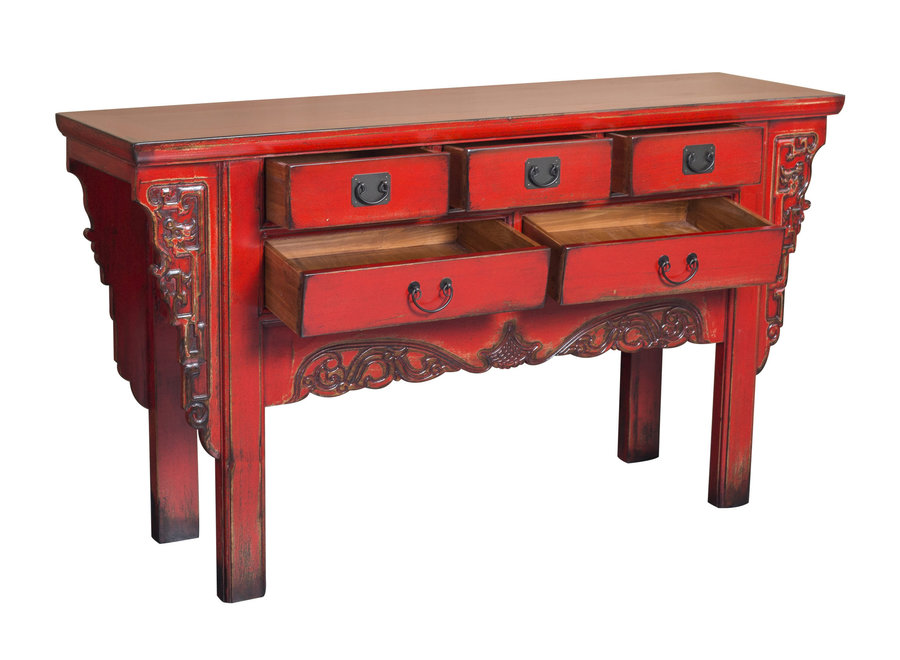 Console Chinoise Rouge L160xP45xH90cm